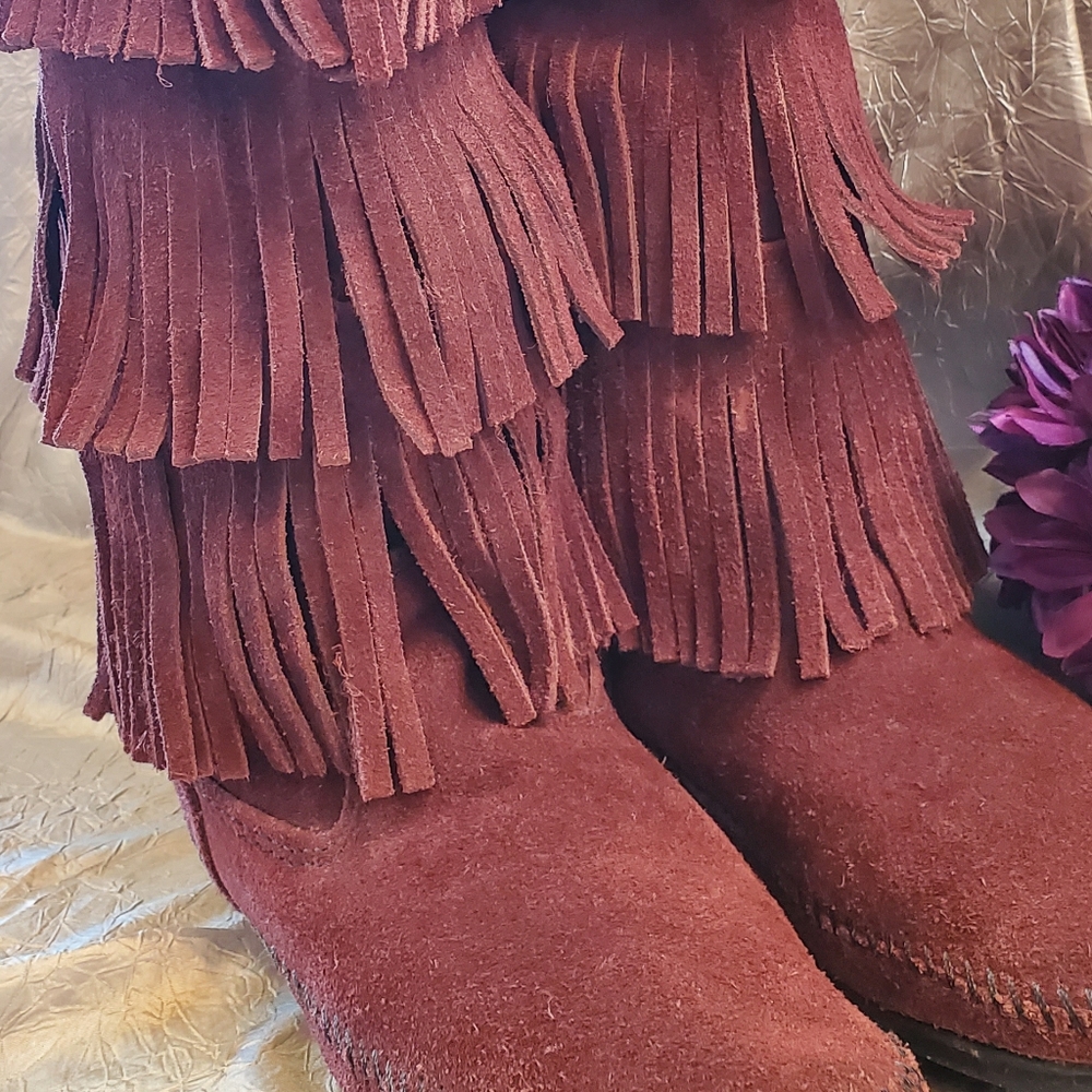 MINNETONKA SUEDE BOOTS SZ 9 - Picture 9 of 11